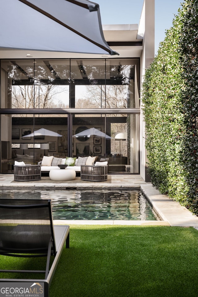 exterior space featuring an outdoor living space