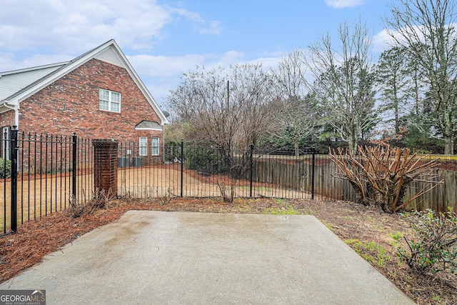 exterior space with fence private yard