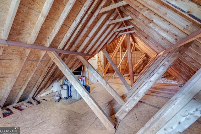 view of unfinished attic