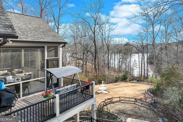 deck with a sunroom