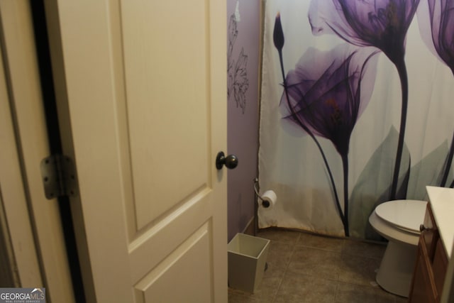 3801 Gold Leaf Ct, Stockbridge, GA 30281 - bathroom featuring vanity, tile patterned floors, and curtained shower