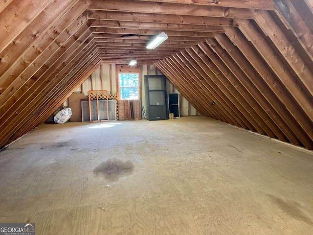 view of unfinished attic