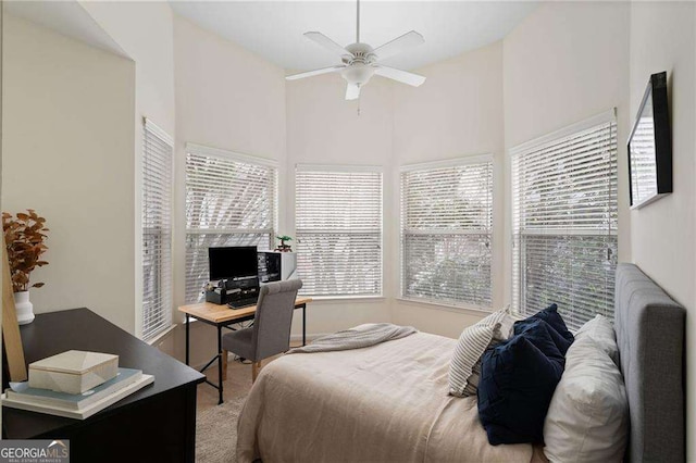 bedroom featuring carpet floors and a ceiling fan