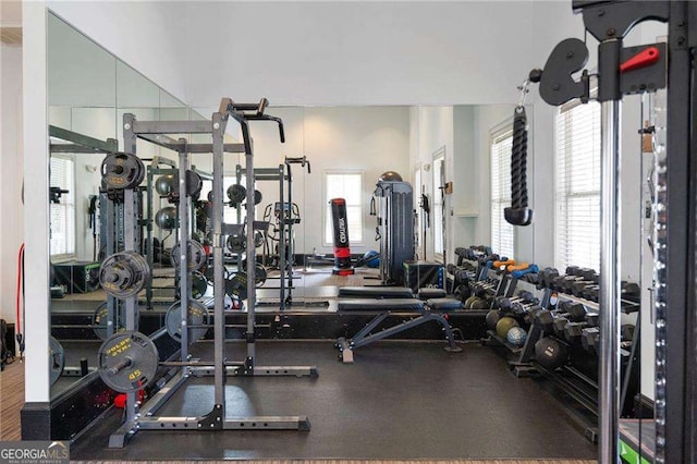 gym with a wealth of natural light