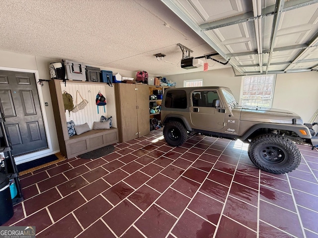 garage with a garage door opener