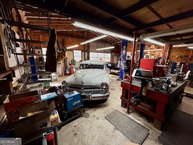 view of garage