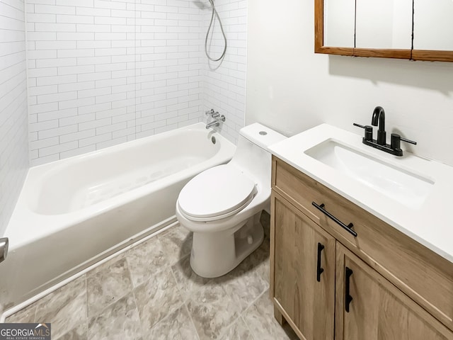 full bath featuring vanity, toilet, and shower / bathtub combination