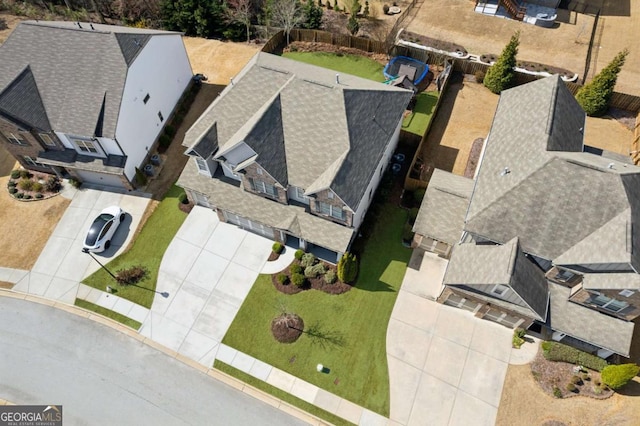 aerial view featuring a residential view