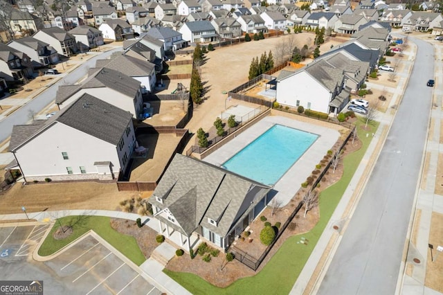 aerial view featuring a residential view