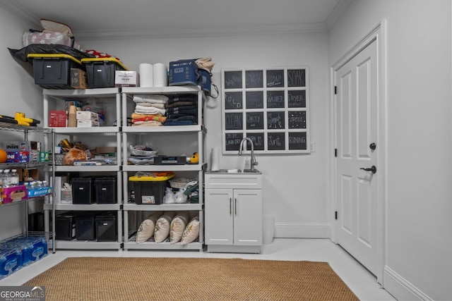 storage area featuring a sink