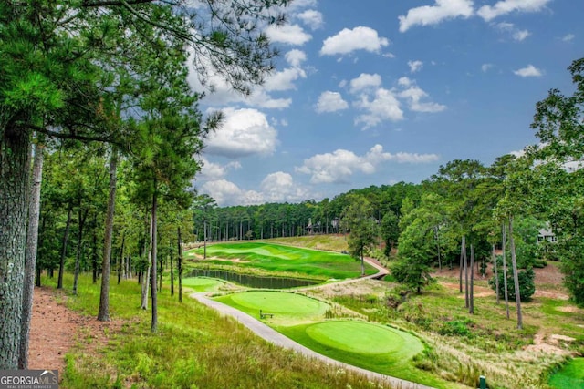 view of property's community featuring view of golf course