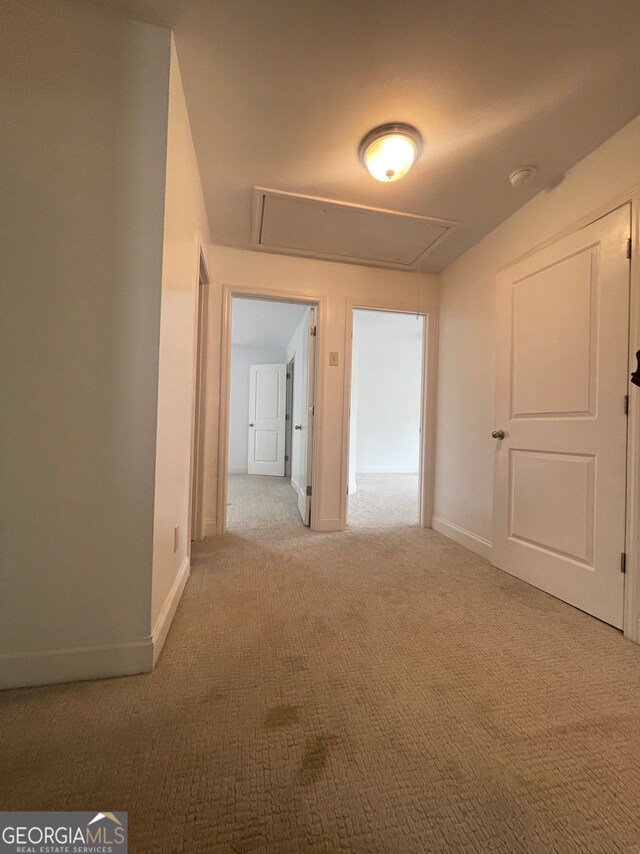 5928 Cobblestone Creek Cir, Mableton, GA 30126 - corridor featuring carpet, baseboards, and attic access