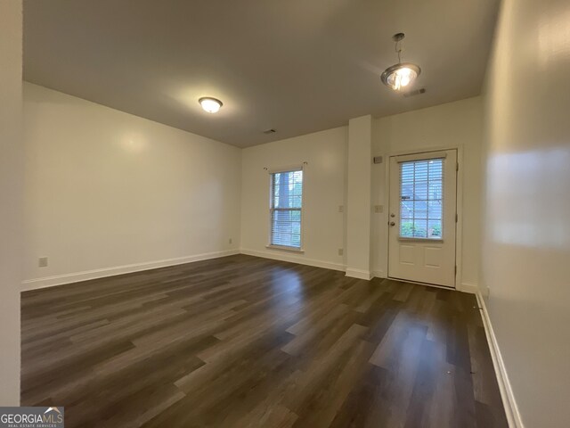 5928 Cobblestone Creek Cir, Mableton, GA 30126 - entrance foyer featuring baseboards, dark wood-style floors, and visible vents