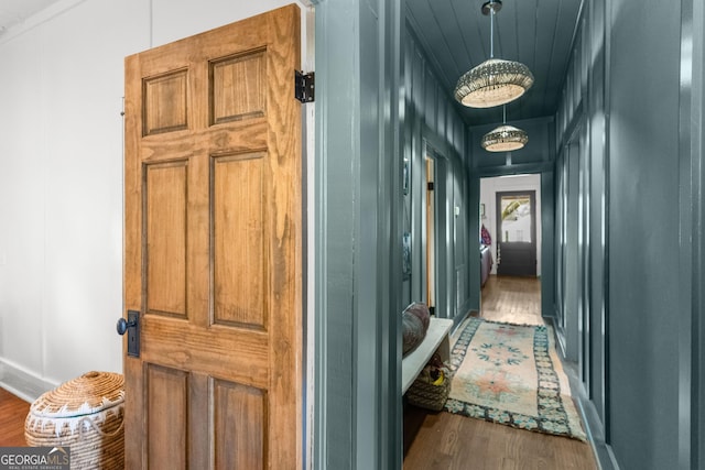 hallway featuring wood finished floors