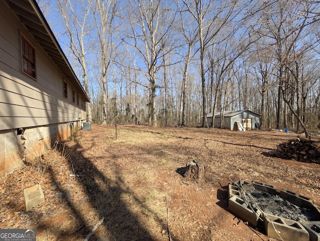 view of yard with an outbuilding and central AC unit