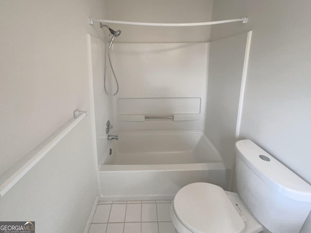 full bath featuring tile patterned flooring, shower / bathing tub combination, and toilet