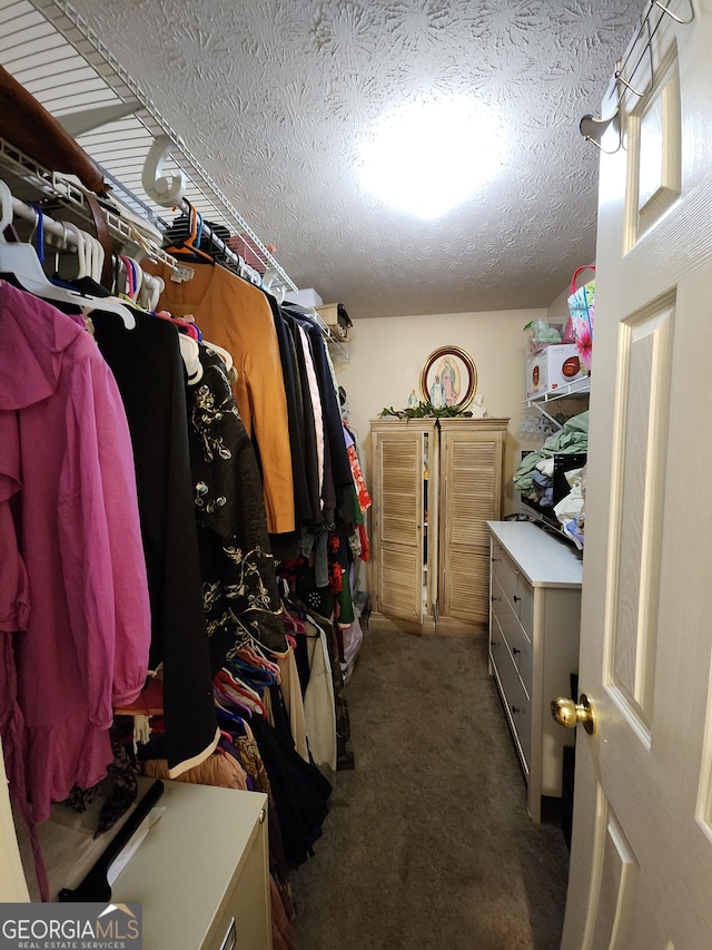 walk in closet featuring carpet