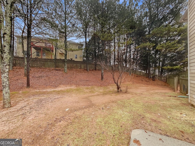 view of yard featuring fence