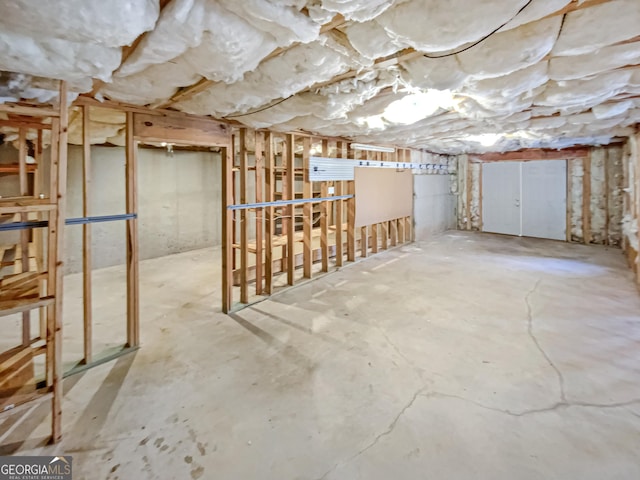 view of unfinished basement