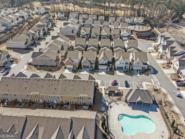 drone / aerial view with a residential view