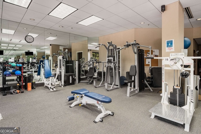 2660 Peachtree Rd NW Unit 14D, Atlanta, GA 30305 - gym with a paneled ceiling and carpet