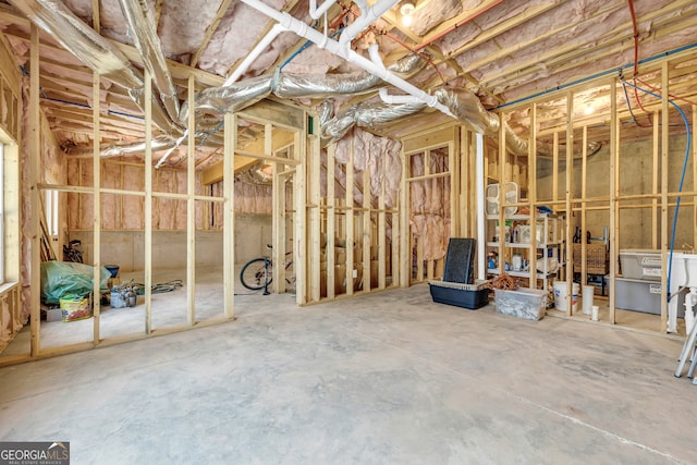 view of unfinished basement