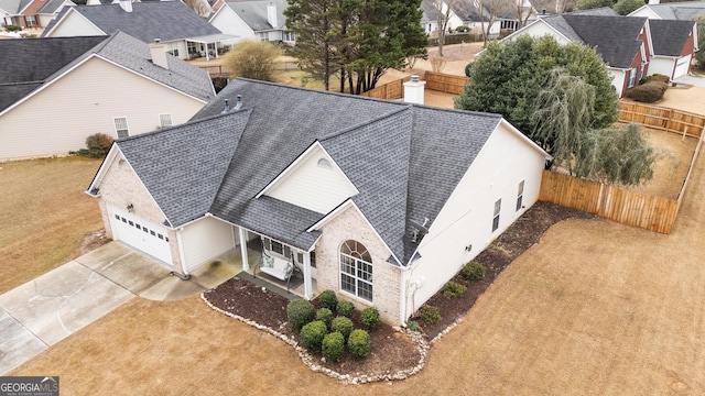 drone / aerial view featuring a residential view