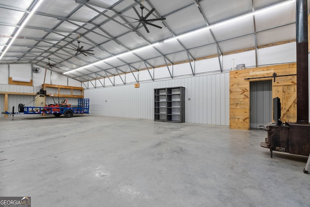 garage with metal wall