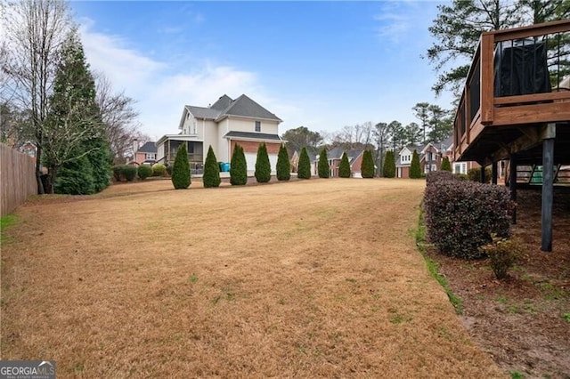 view of yard featuring fence