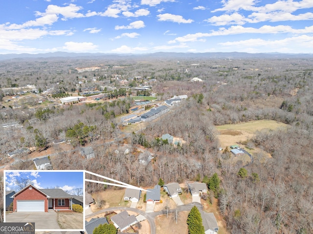 bird's eye view featuring a mountain view