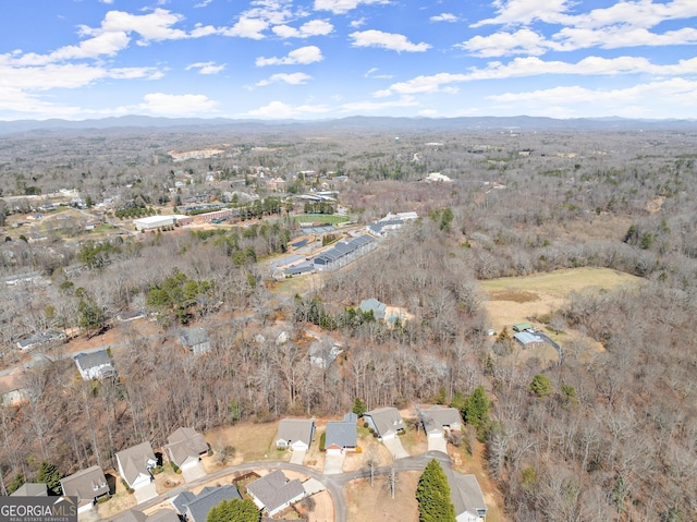 bird's eye view with a mountain view