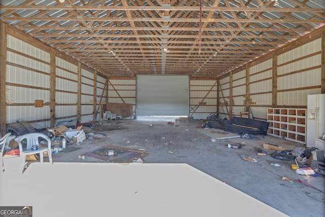 garage with metal wall