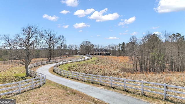 view of street with a rural view