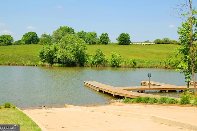 view of dock featuring a water view