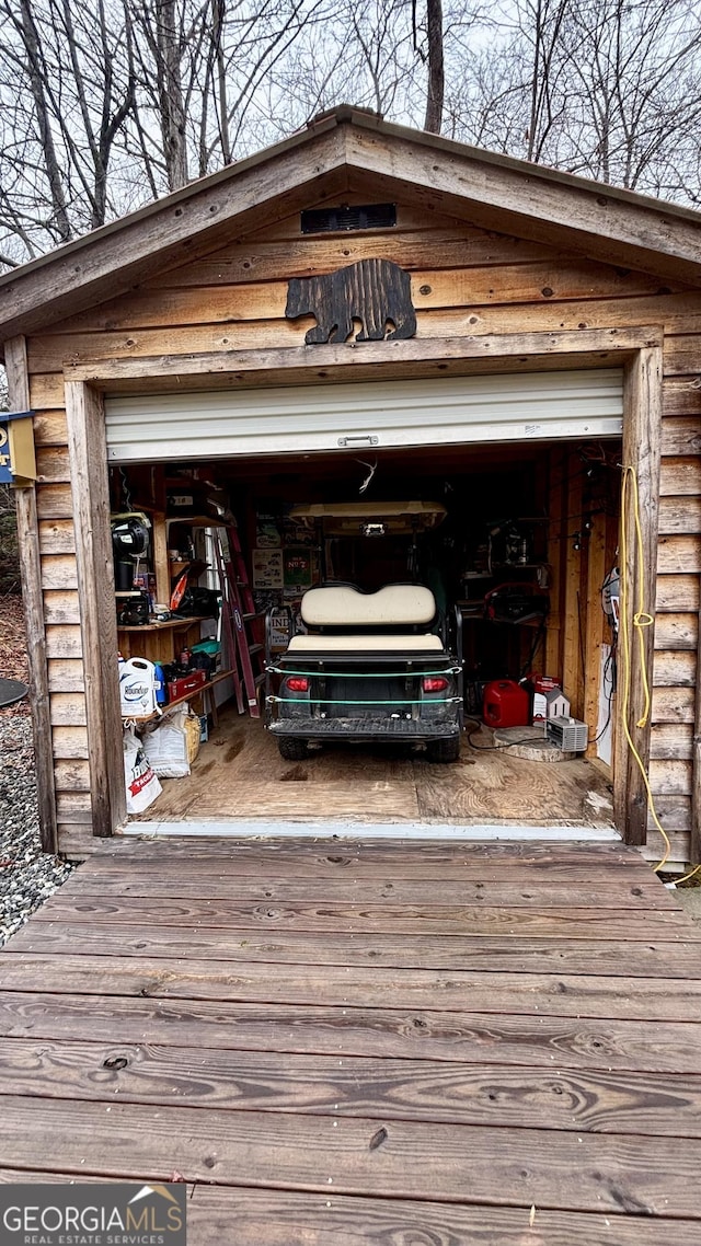 view of garage