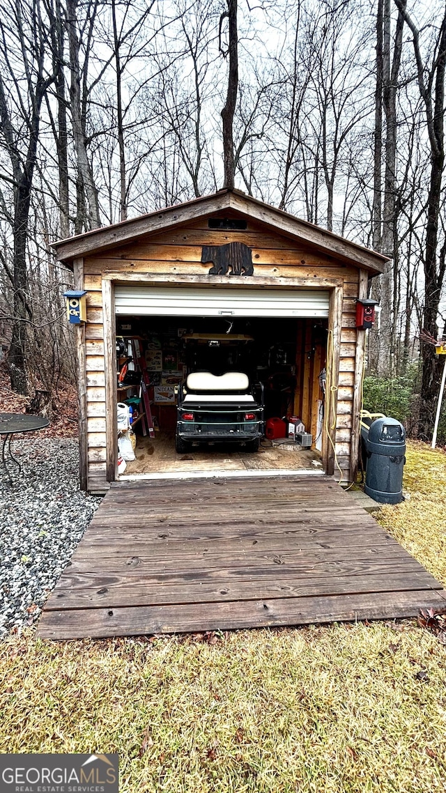 view of garage