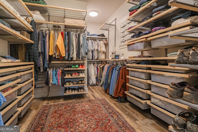 spacious closet with wood finished floors