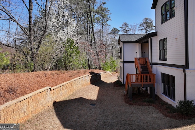 view of yard featuring stairs