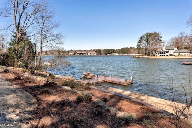 view of dock featuring a water view