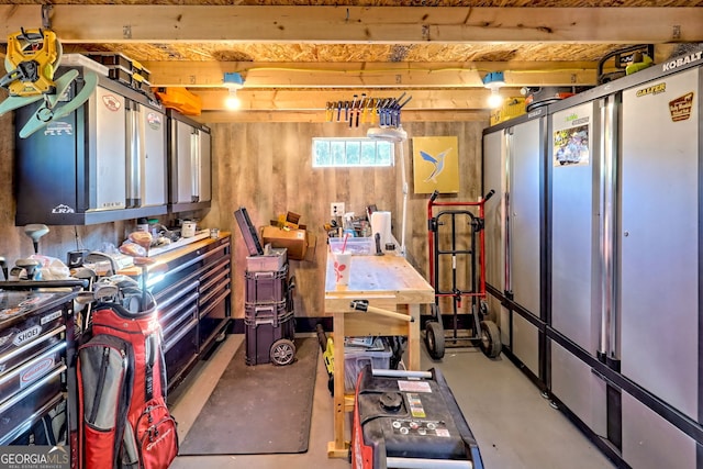 basement with wood walls