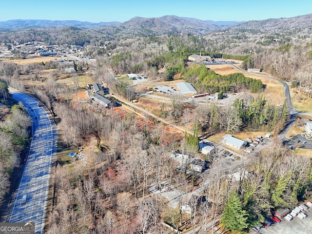 aerial view with a mountain view