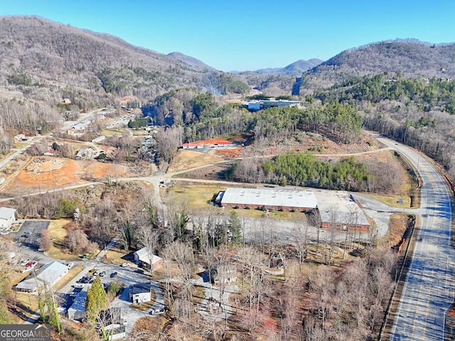 birds eye view of property with a mountain view