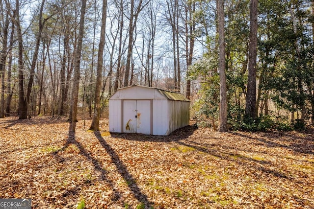 view of shed