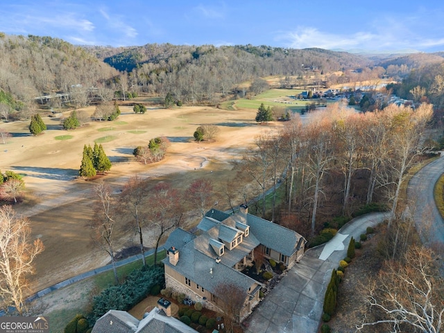 aerial view with a mountain view