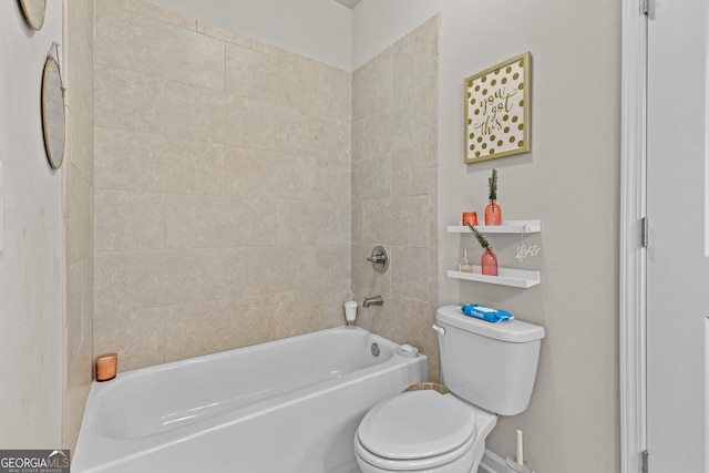 full bath featuring toilet and shower / bathtub combination