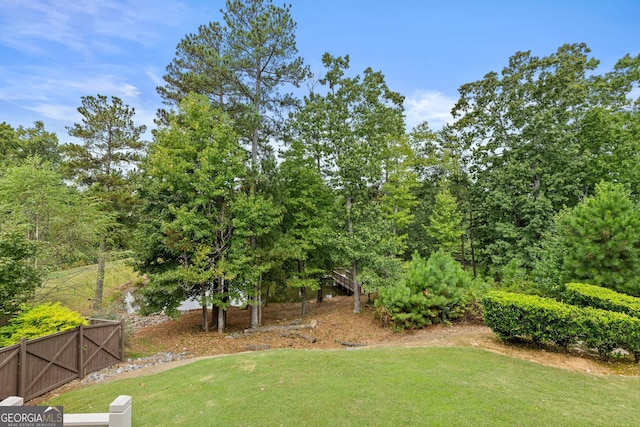 view of yard featuring fence