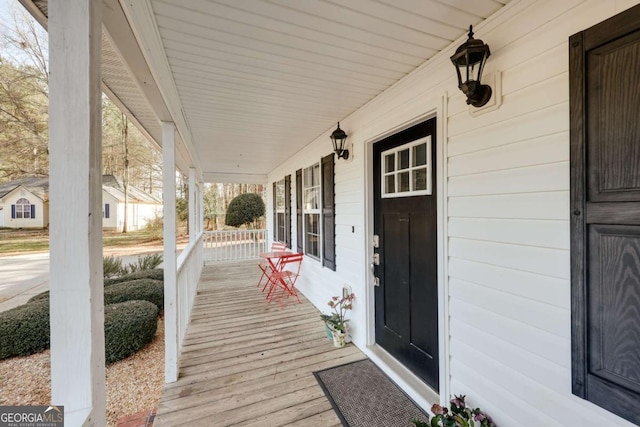 deck featuring a porch