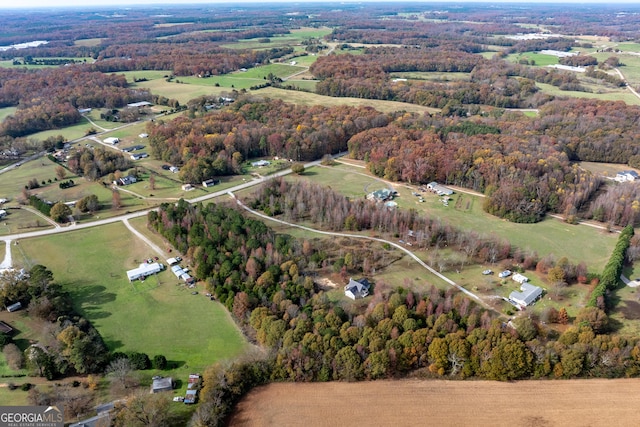 aerial view featuring a rural view