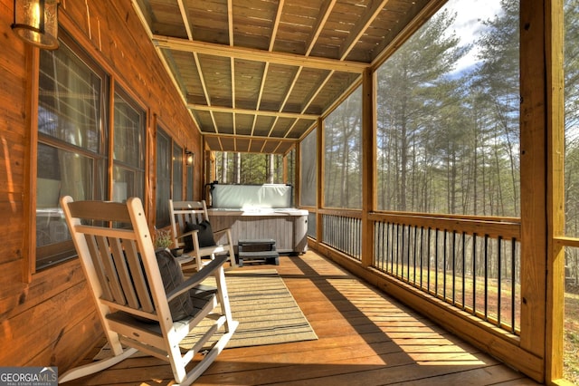 view of unfurnished sunroom