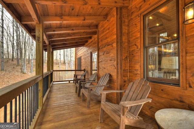 wooden deck with a porch